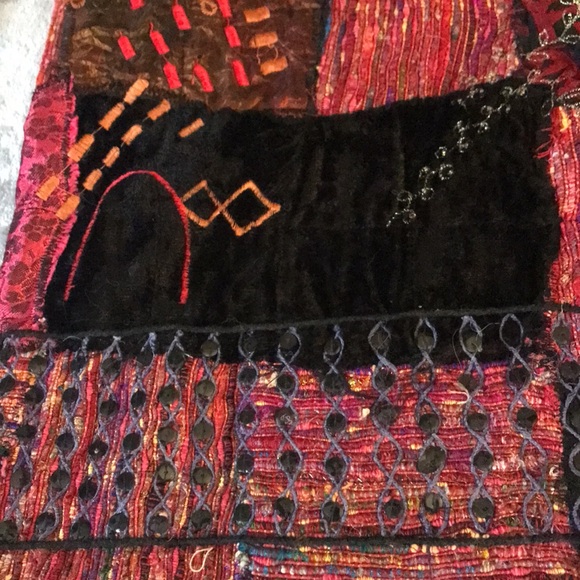 CHICO’S shacket embroidered silk blend fabric top womens quilted design size 12 - Picture 6 of 16